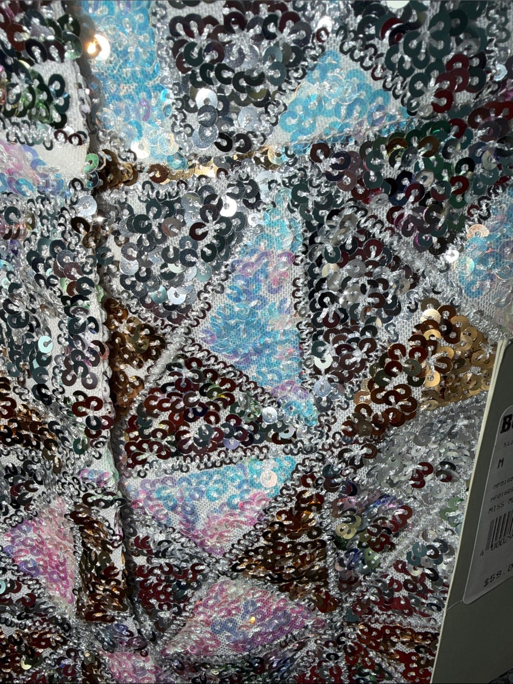 Miss Me Sequin Geometric Shorts in Silver, Gold, Pink, Blue - Picture 5 of 11